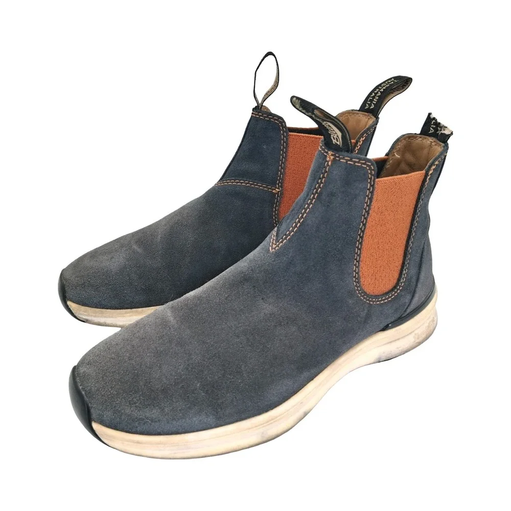 Blundstone Boots Mens Size 8 Blue Gray Suede Chelsea Pull On Ankle Casual Boots